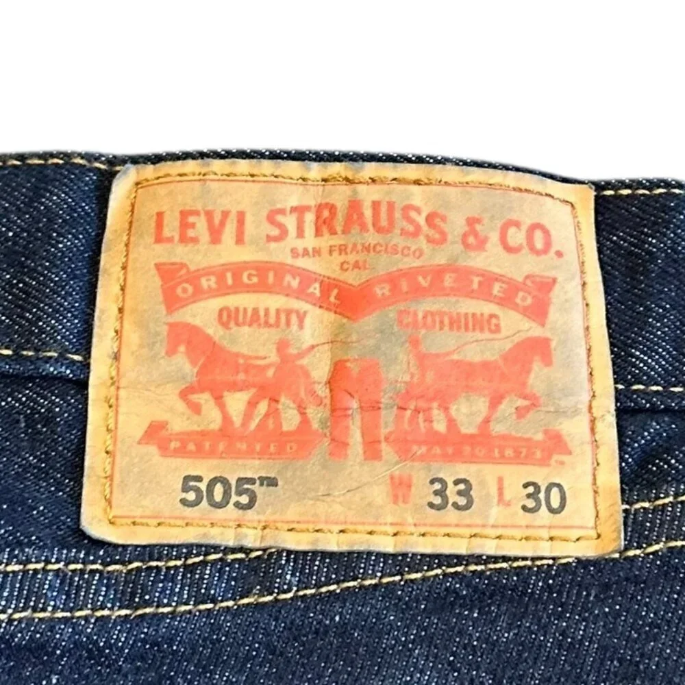 Levi's 505 Dark Wash Denim Jeans Regular Fit Straight Leg Size 33 x 30 Mens NWOT